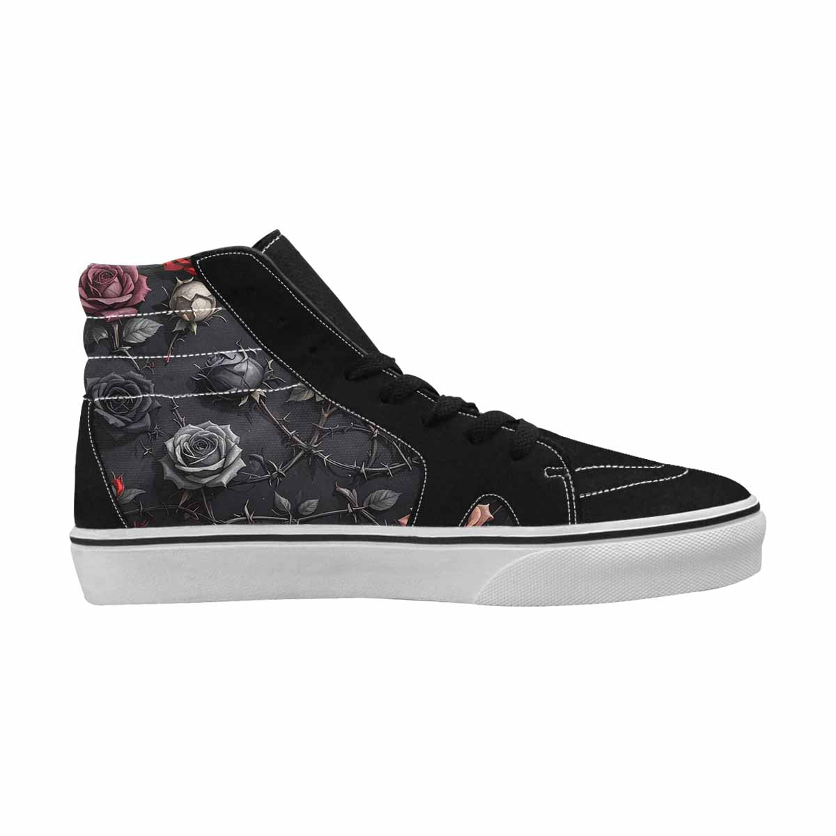 MEN'S Black Gothic Rose High Top Canvas Dark Academia Shoes