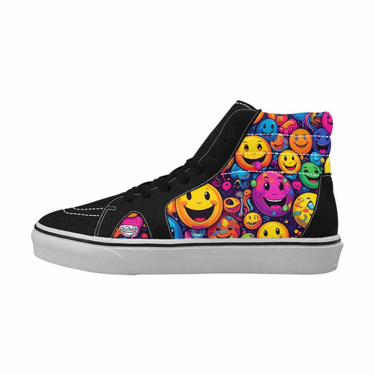 MEN'S Yellow Smiley Face High Top Canvas Vibrant Chaos Sneakers