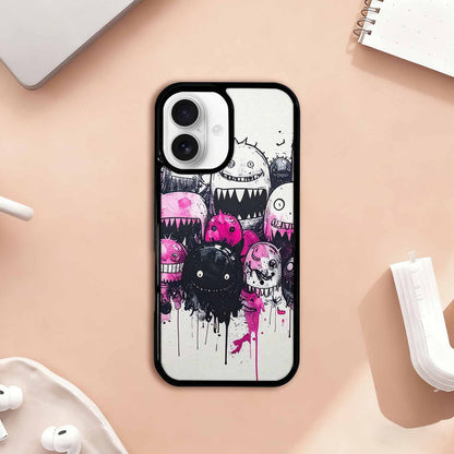 iPhone 17 Case — Black &amp; Pink Ink Cartoon Cute, Custom Designed Case Cover