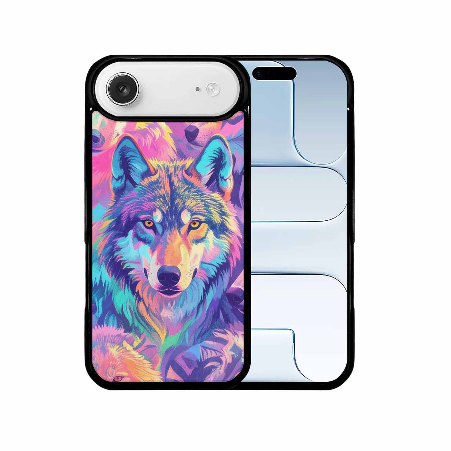iPhone 17 Air Case — Neon Zebra Print Wolf Animal Print, Unique Phone Case Design