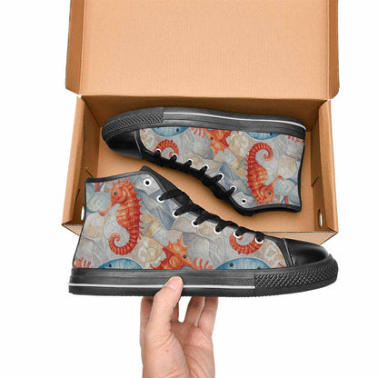 WOMEN'S Fish Scale Coral High Top Canvas Neon Fantasy Custom Shoes