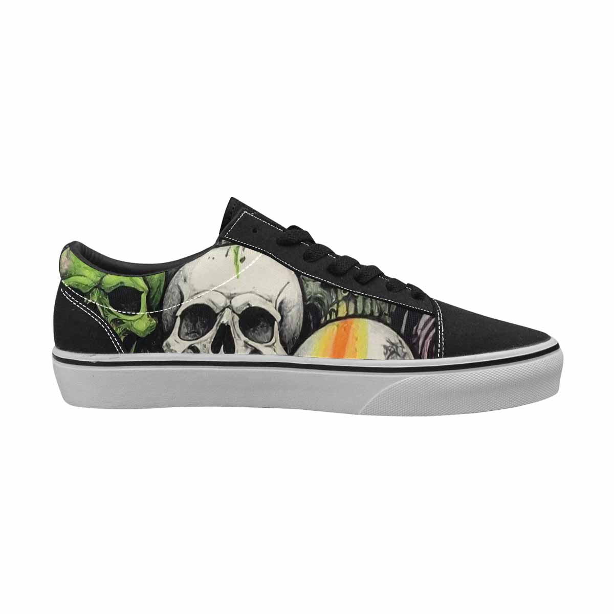 WOMEN'S Rainbow From Skull S Lace-Up Canvas Grunge Shoes