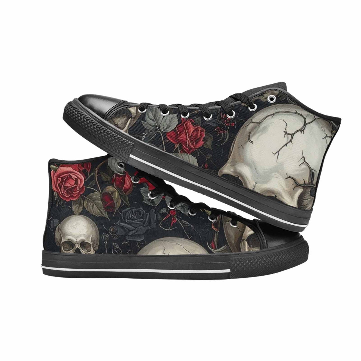 MEN'S Skulls - Roses High Top Canvas Grunge Sneakers