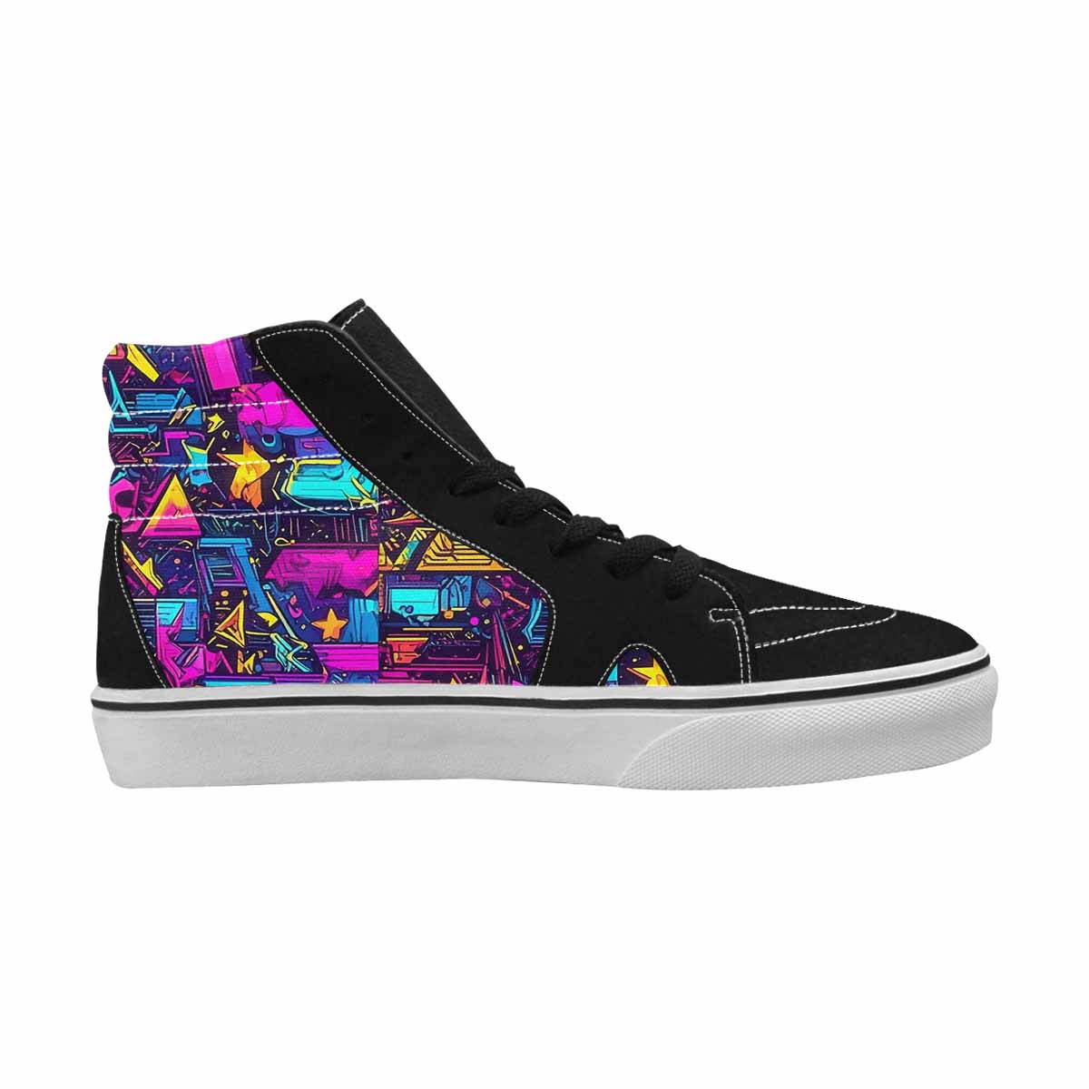 MEN'S 80s Retro Motif 80s High Top Canvas Vibrant Chaos Sneakers