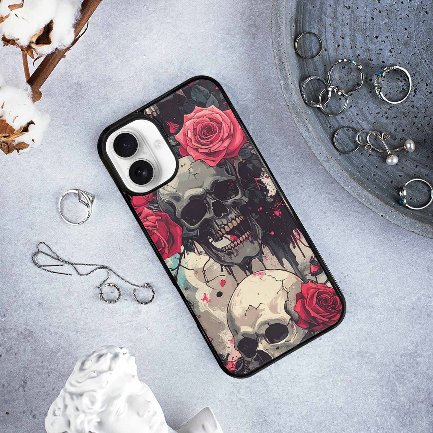 iPhone 16 Plus Case — Skulls And Roses Skulls And Roses, Custom Designed Case Cover