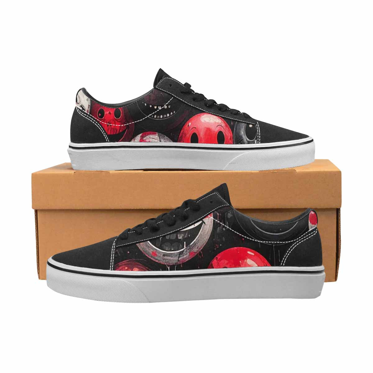 WOMEN'S Melting Moon Smiley Lace-Up Canvas Aesthetic Custom Shoes