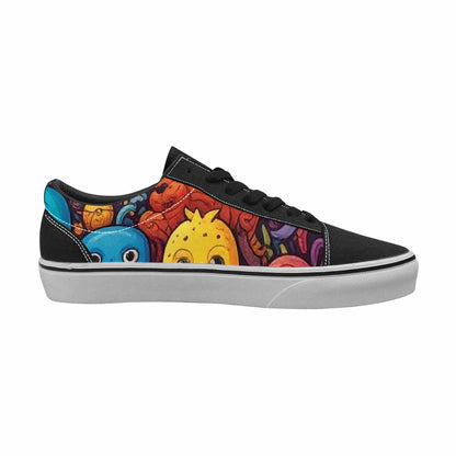 WOMEN'S Cartoon Monster Character Canvas Lace-Up Vibrant Chaos Custom Sneakers