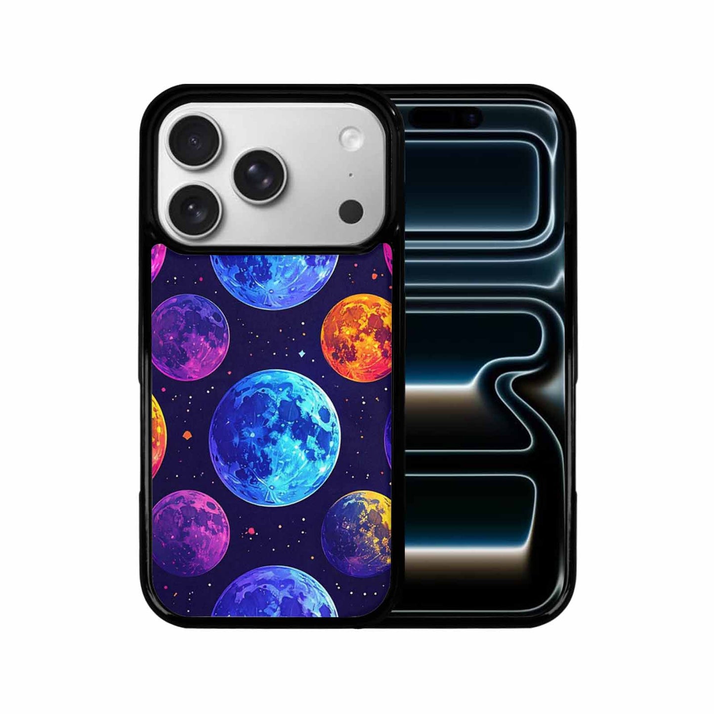 iPhone 17 Pro Case — Neon Winter Moon Seamless Cartoon Cute, Custom Art Phone Cover