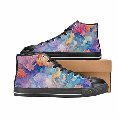 MEN'S Fish Scale Coral High Top Canvas Dark Academia Sneakers