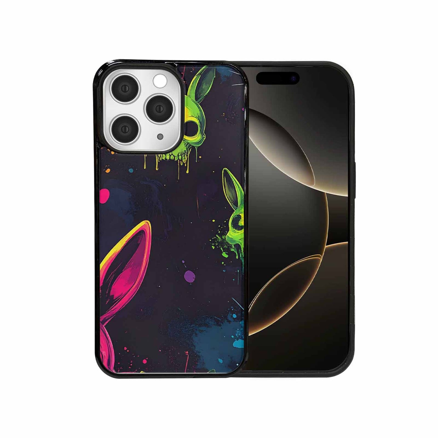 iPhone 15 Pro Max Case — Radioactive Ghost Bunny Skull Small Radioactive, Custom Art Phone Cover