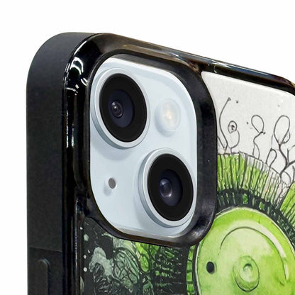 iPhone 15 Plus Case — Sea Creature Burst Black Green Ink, Personalized Phone Case