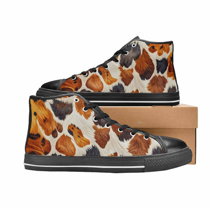WOMEN'S Cow Animal Print High Top Canvas Surreal Shoes