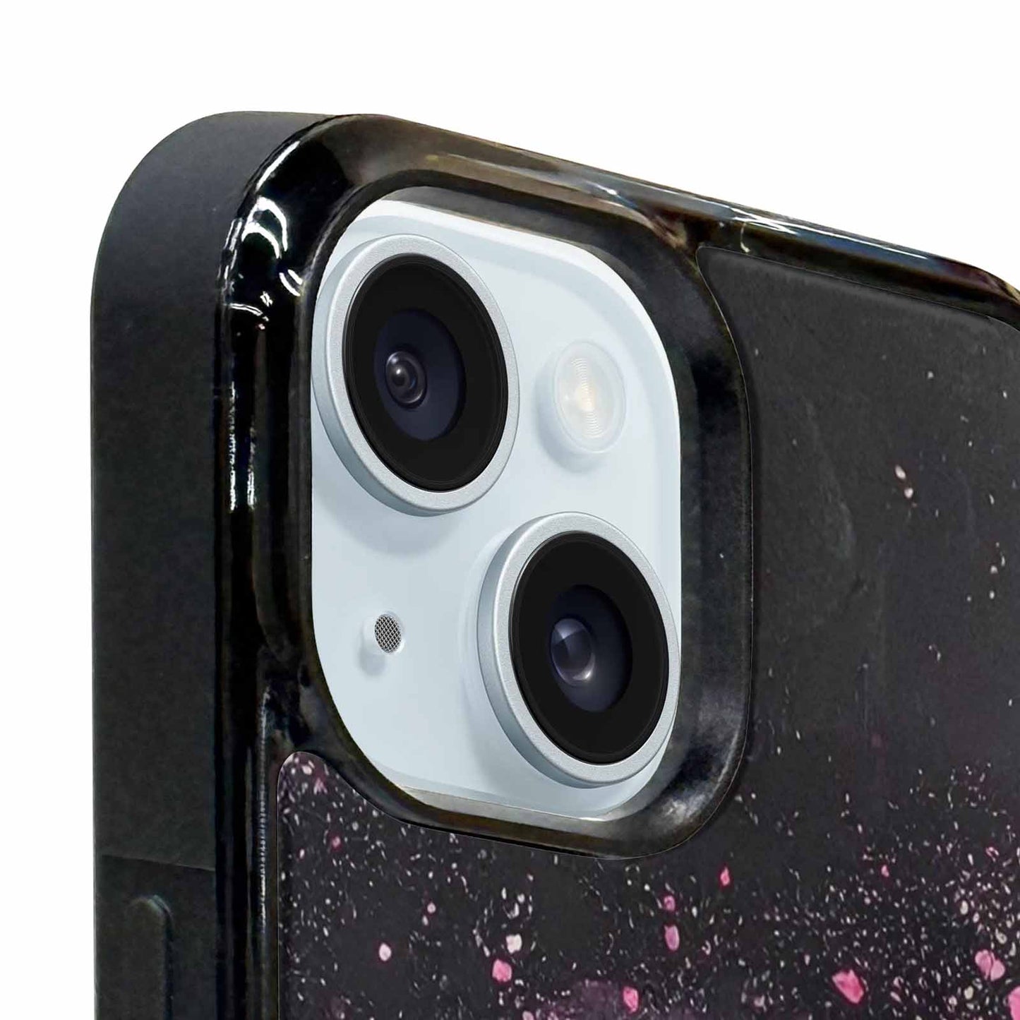 iPhone 15 Plus Case — Van Gogh Swirl Black Pink Ink, Personalized Phone Case