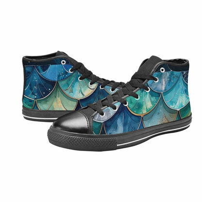 MEN'S Mermaid Scale High Top Canvas Aesthetic Custom Sneakers