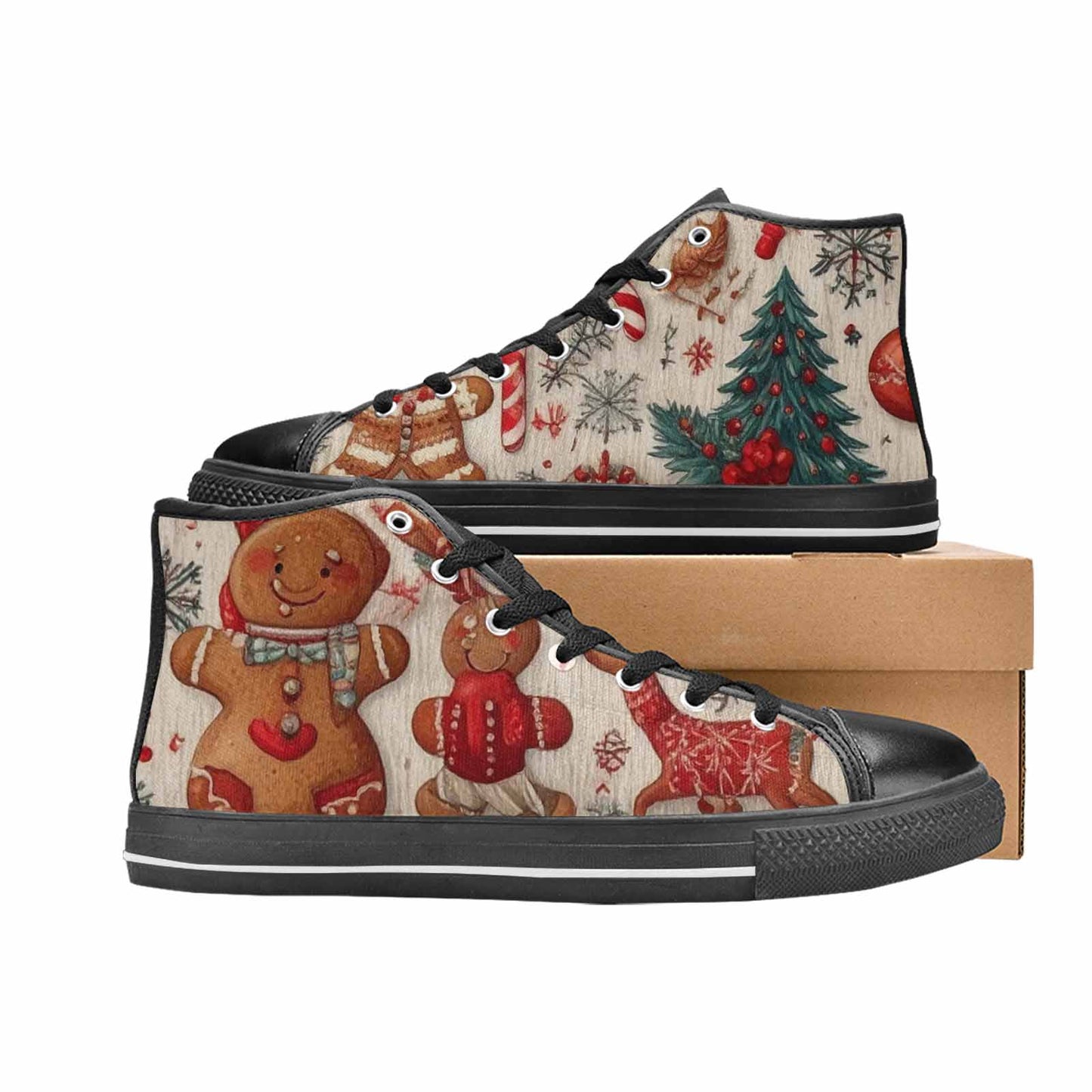 MEN'S Christmas Holly Snowflake High Top Canvas Dreamcore Custom Shoes