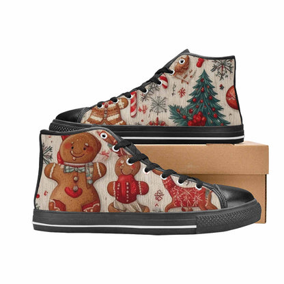 MEN'S Christmas Holly Snowflake High Top Canvas Dreamcore Custom Shoes