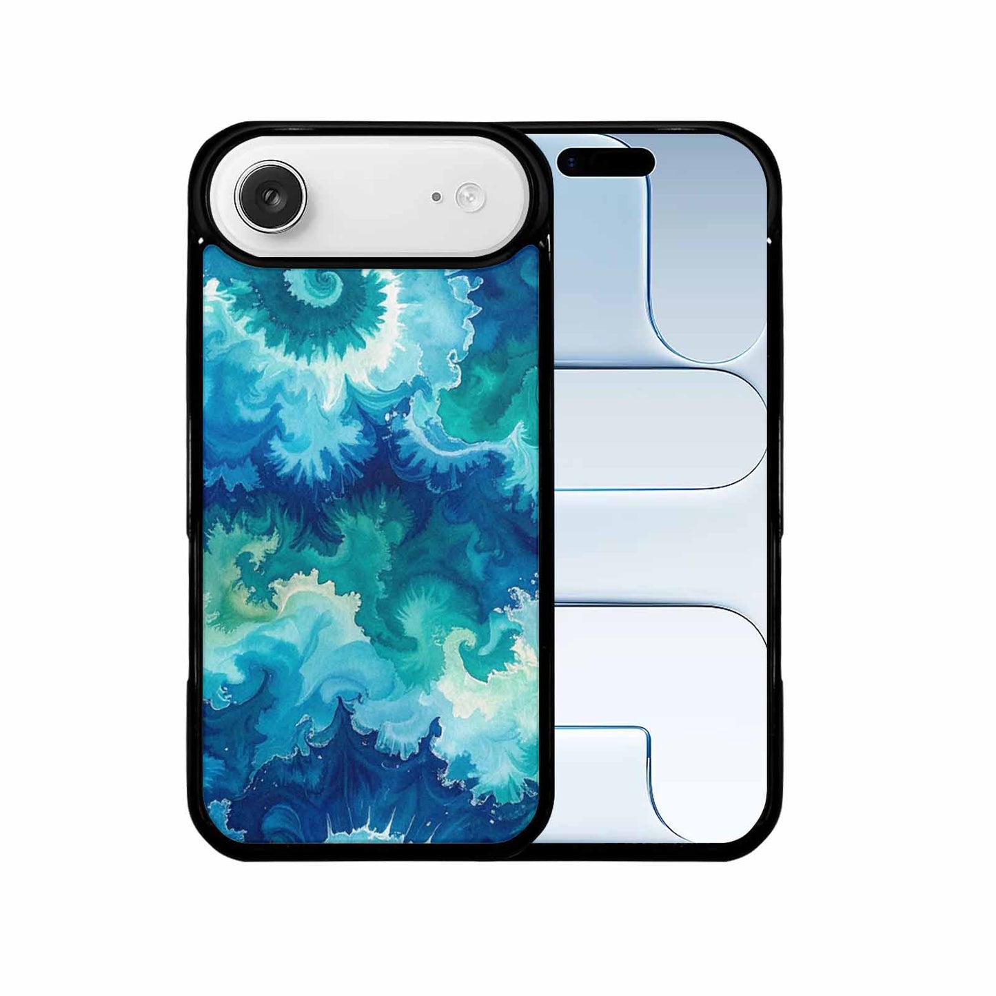 iPhone 17 Air Case — Tie Dye Ocean Blues Blended Tie, Custom Made Phone Cover