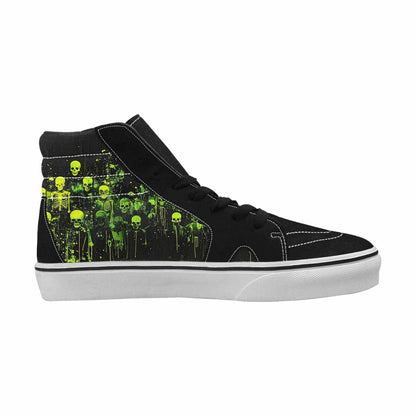MEN'S Skeletons × Neon Green High Top Canvas Wallpaper Art Sneakers