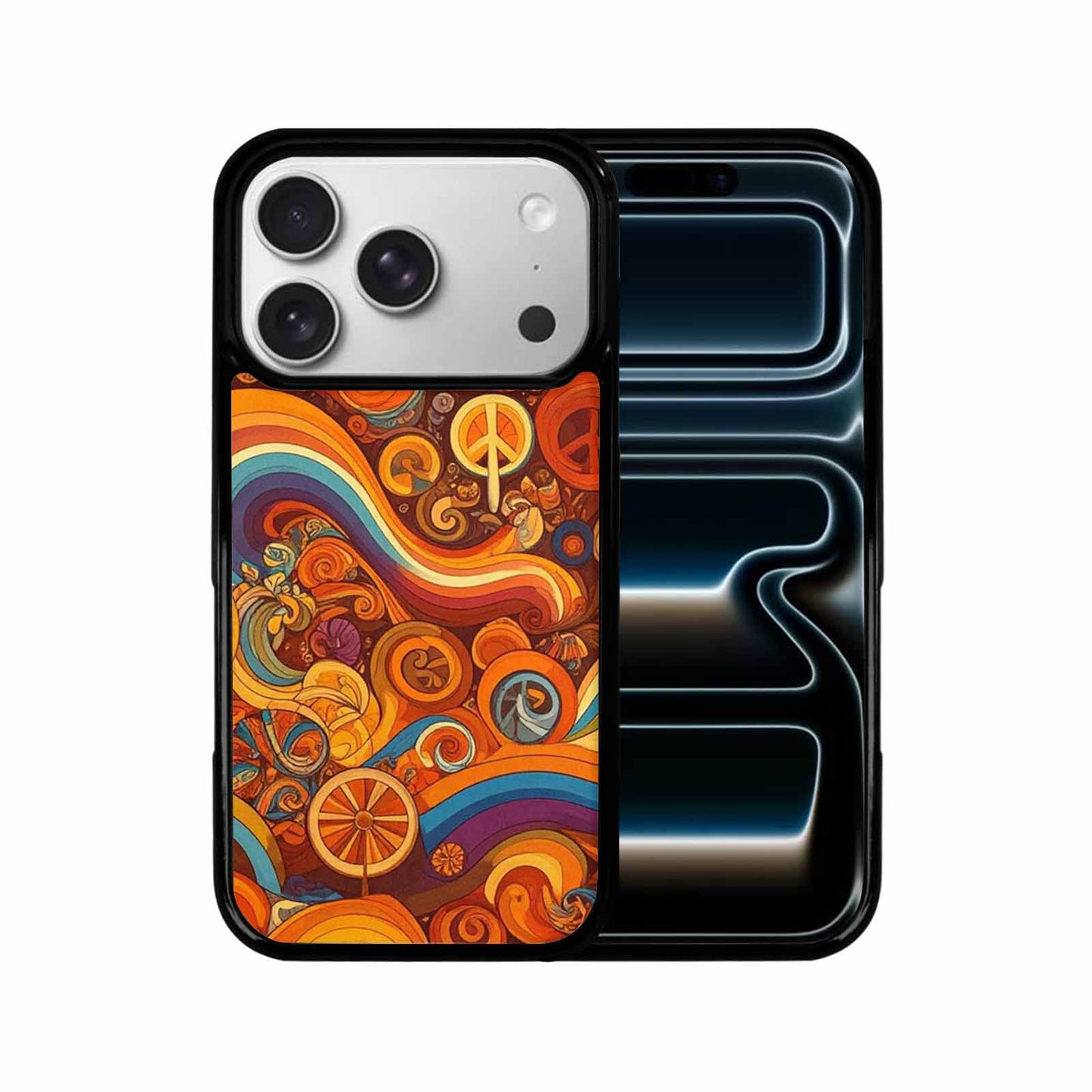iPhone 17 Pro Case — Small Groovy Peace Sign Swirl Original, Personalized Phone Case