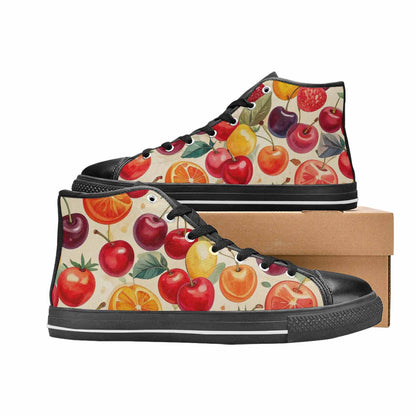 MEN'S Cherry Fruit Print High Top Canvas Surreal Custom Sneakers