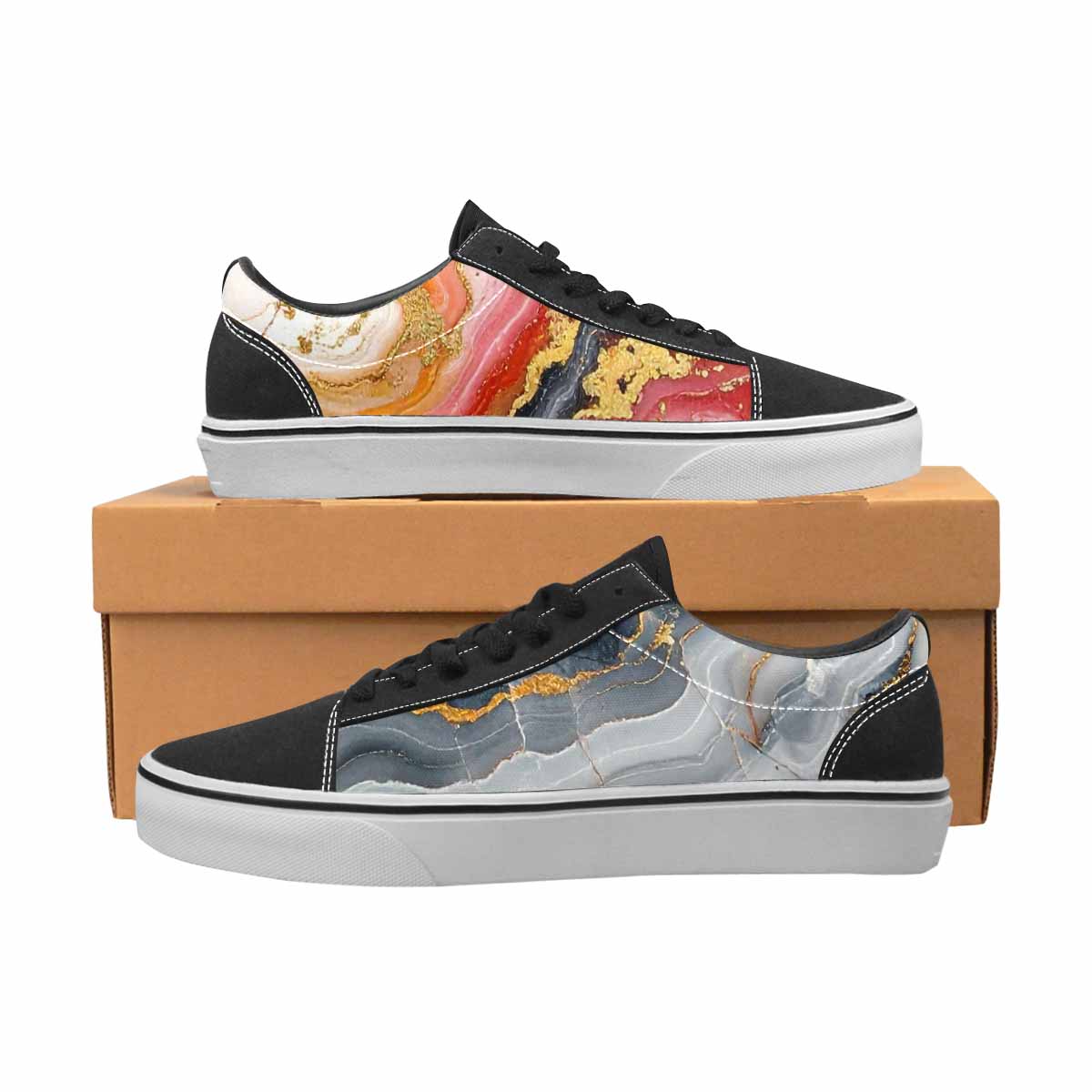 WOMEN'S Marble Vein Lace-Up Canvas Surreal Shoes