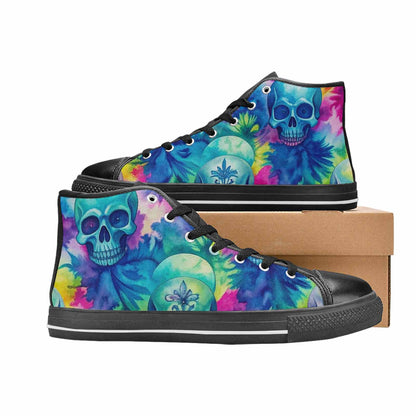 MEN'S Tie Dye Skulls Print High Top Canvas Cottagecore Custom Sneakers
