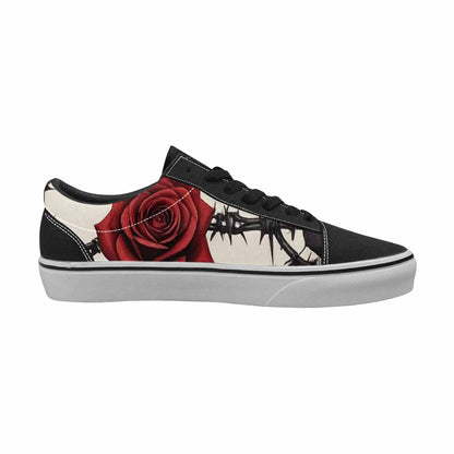 MEN'S Black Gothic Rose Canvas Lace-Up Surreal Sneakers
