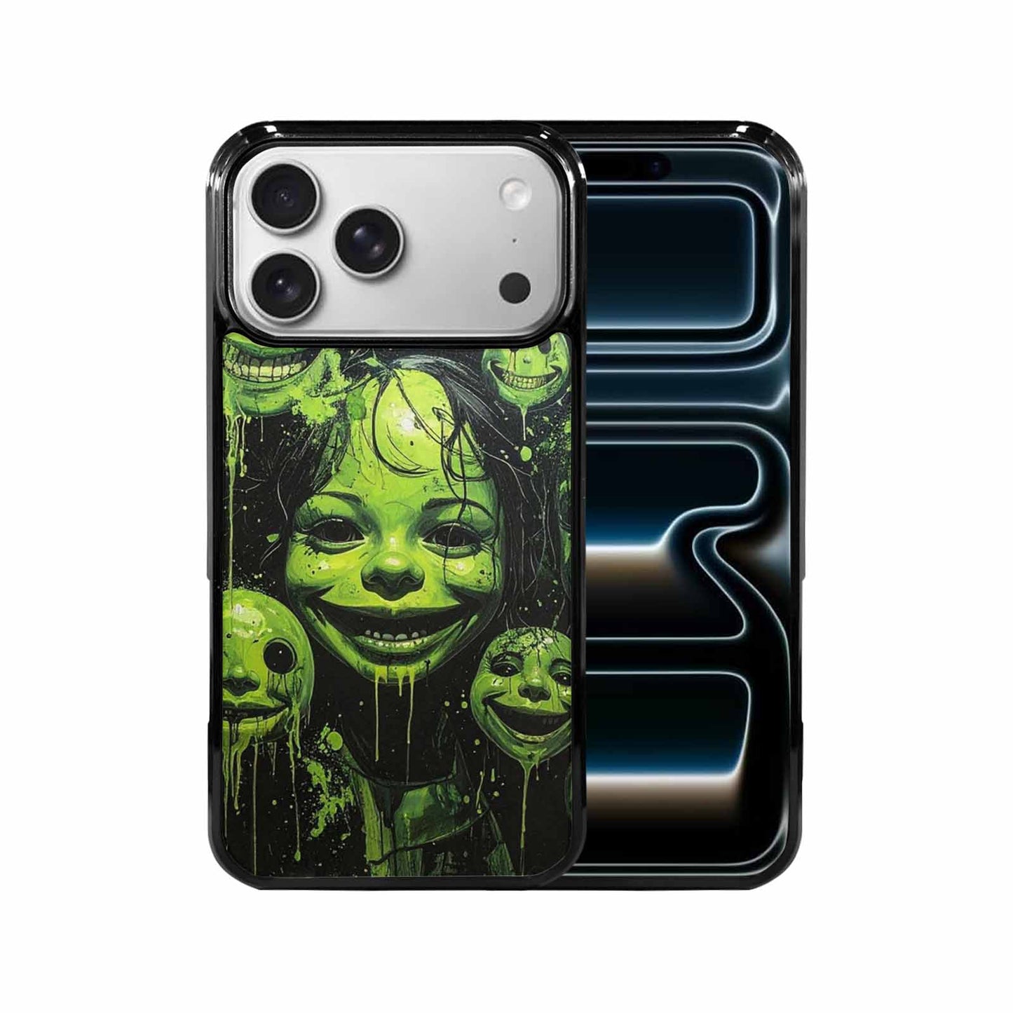 iPhone 17 Pro Max Case — Black &amp; Green Ink Original Art, Custom Printed Phone Case