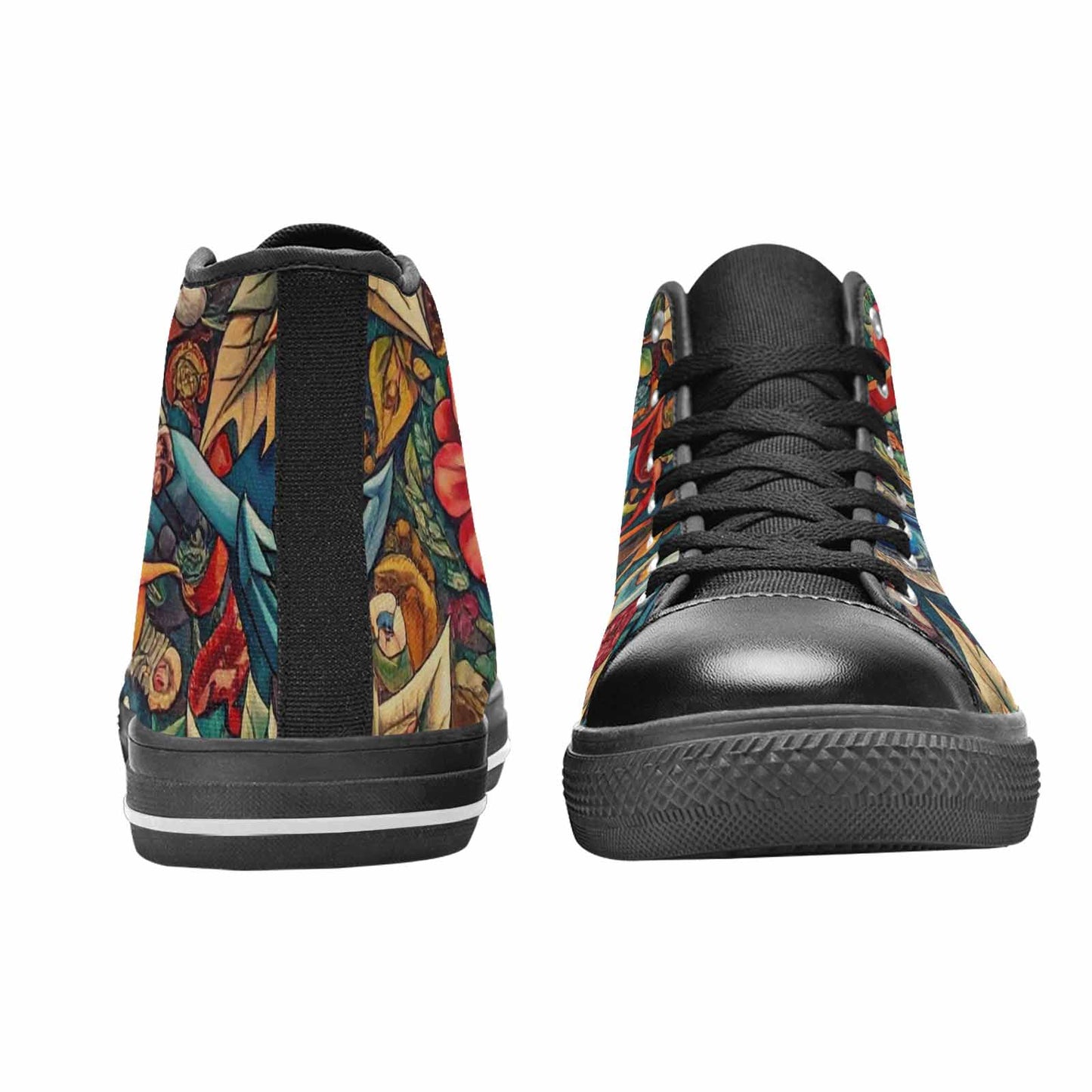 WOMEN'S Old School Tattoo High Top Canvas Wallpaper Art Sneakers