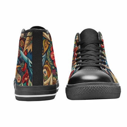 WOMEN'S Old School Tattoo High Top Canvas Wallpaper Art Sneakers