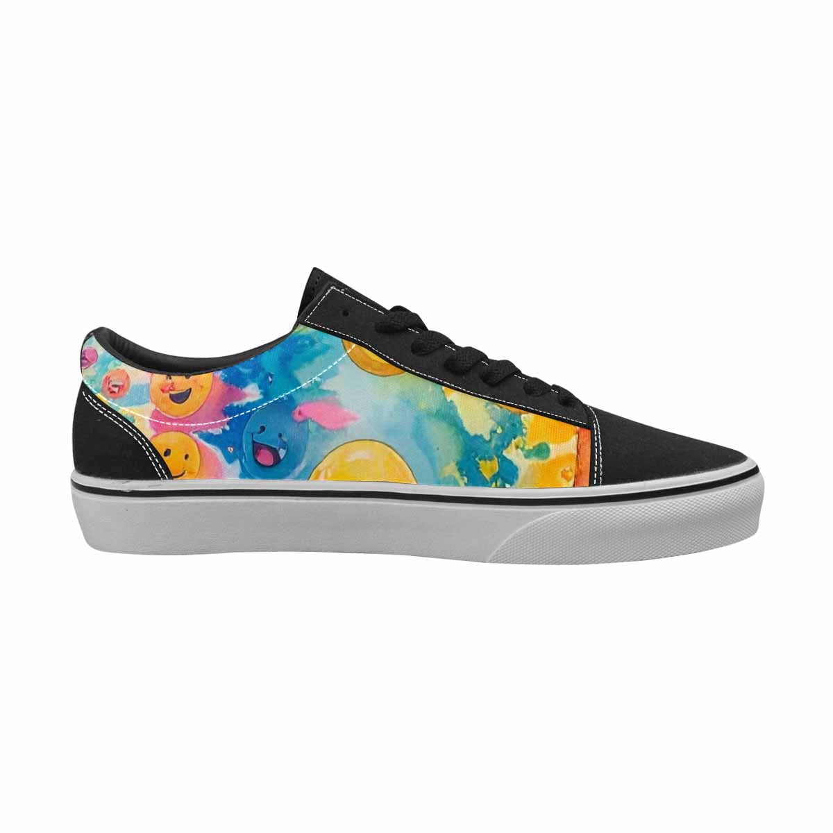 WOMEN'S Smiley Facessmiley Faces  Lace-Up Canvas Vibrant Chaos Sneakers