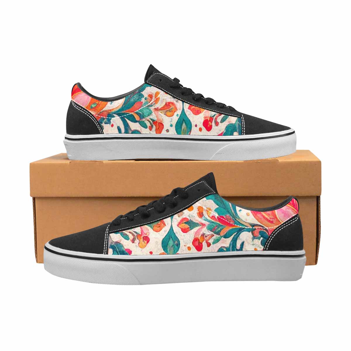 MEN'S Marble Floral Canvas Lace-Up Aesthetic Custom Shoes