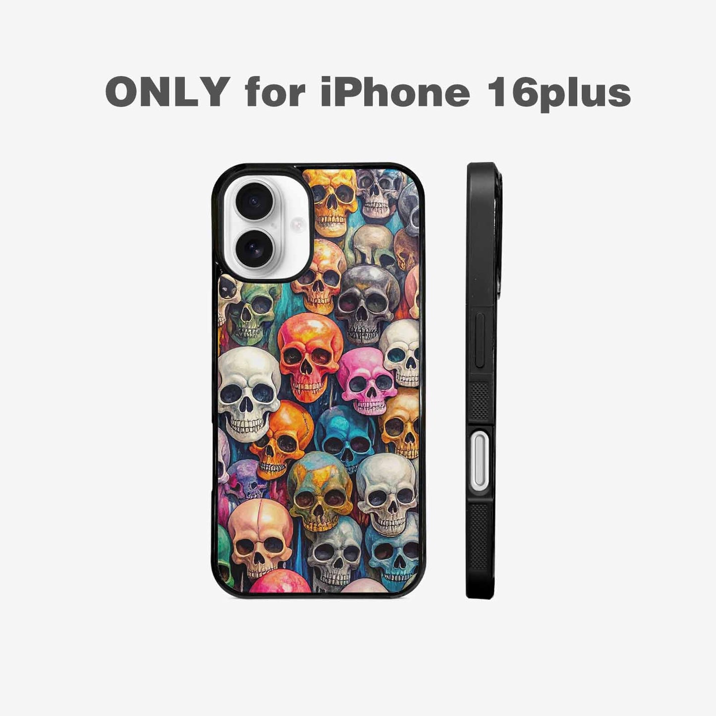 iPhone 16 Plus Case — Skulls Marbleskulls Pattern Ctw, Custom Printed Phone Case