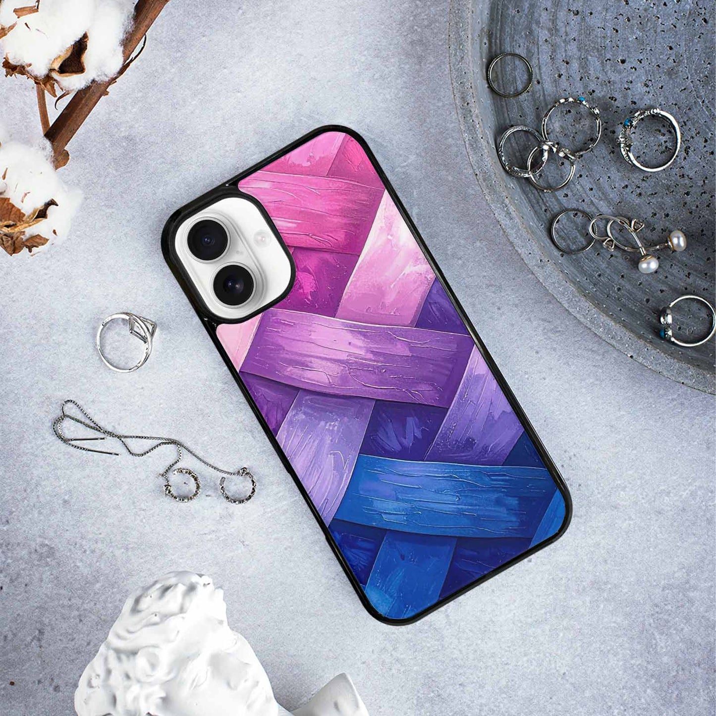 iPhone 16 Plus Case — Bisexual Flag Color Theme Small Rainbow, Personalized Phone Case