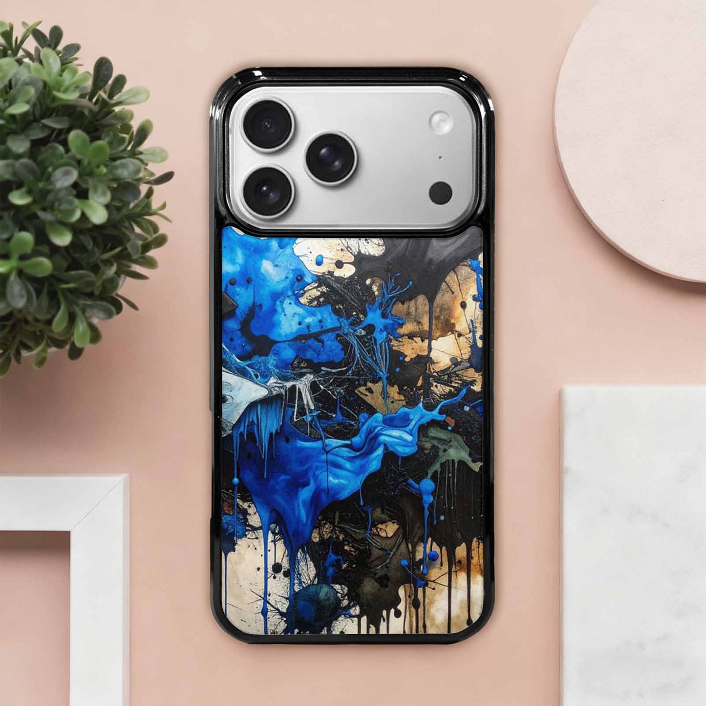 iPhone 17 Pro Max Case — Black &amp; Blue Ink Camo, Custom Print Case Cover