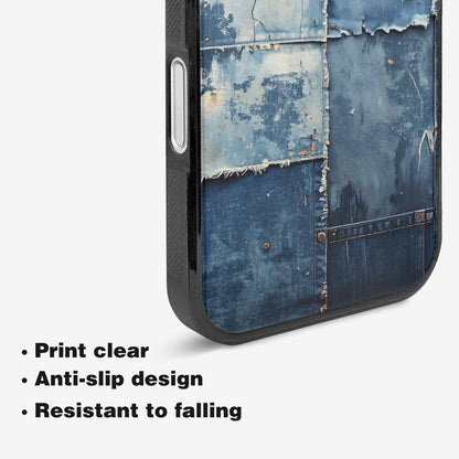 iPhone 16 Case — Denim Distressed Textures Print Edge To, Custom Print Case Cover