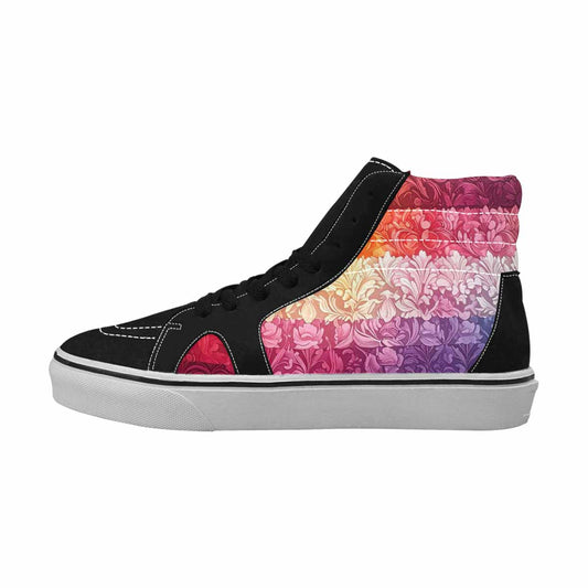 MEN'S Lesbian Flag Color High Top Canvas Grunge Sneakers
