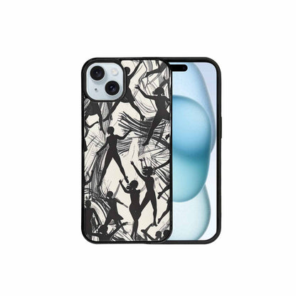iPhone 15 Plus Case — Bold Dancing Figure Line Art Pattern, Custom Made Phone Cover