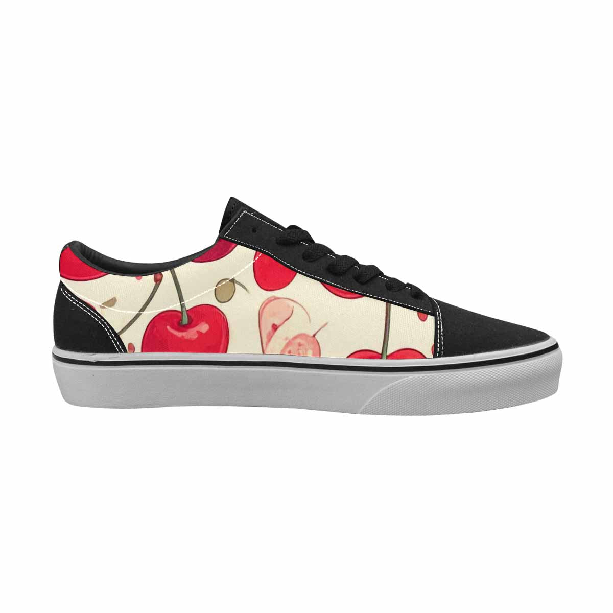 MEN'S Cherry Fruit Print Canvas Lace-Up Vibrant Chaos Custom Sneakers