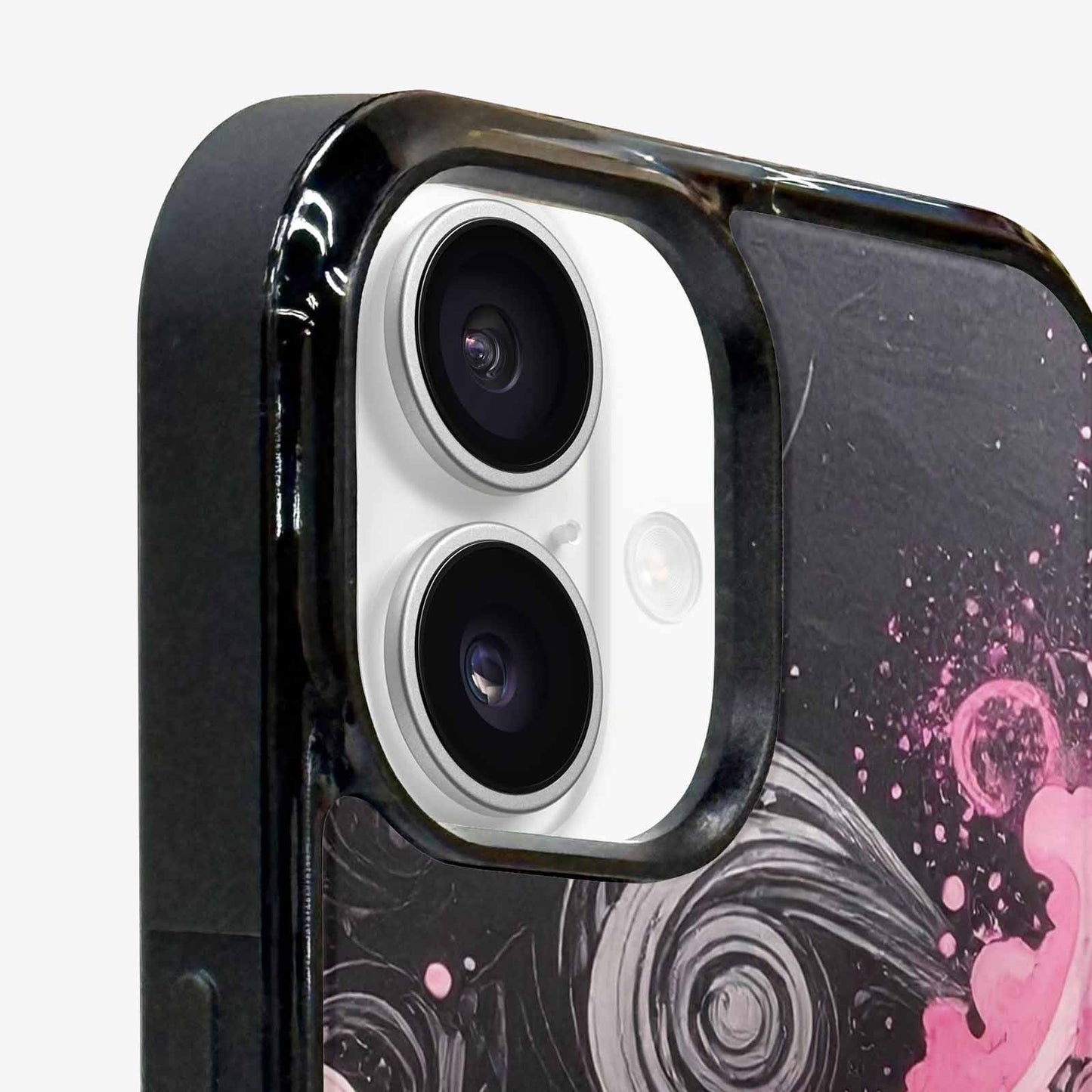 iPhone 16 Case — Van Gogh Swirl Black Pink Ink, Custom Printed Phone Case