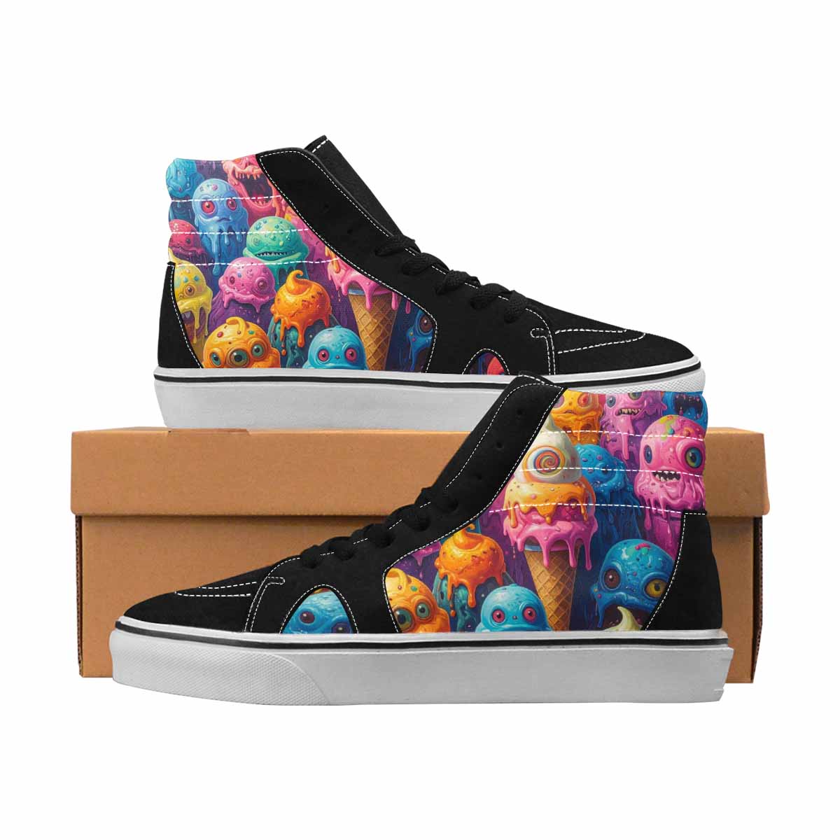 MEN'S Monsters High Top Canvas Custom Fashion Aesthetic Customized Sneakers
