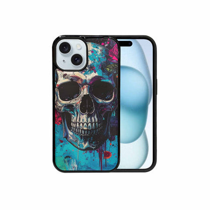 iPhone 15 Case — Skulls Roses Acid Wash Custom, Custom Print Case Cover
