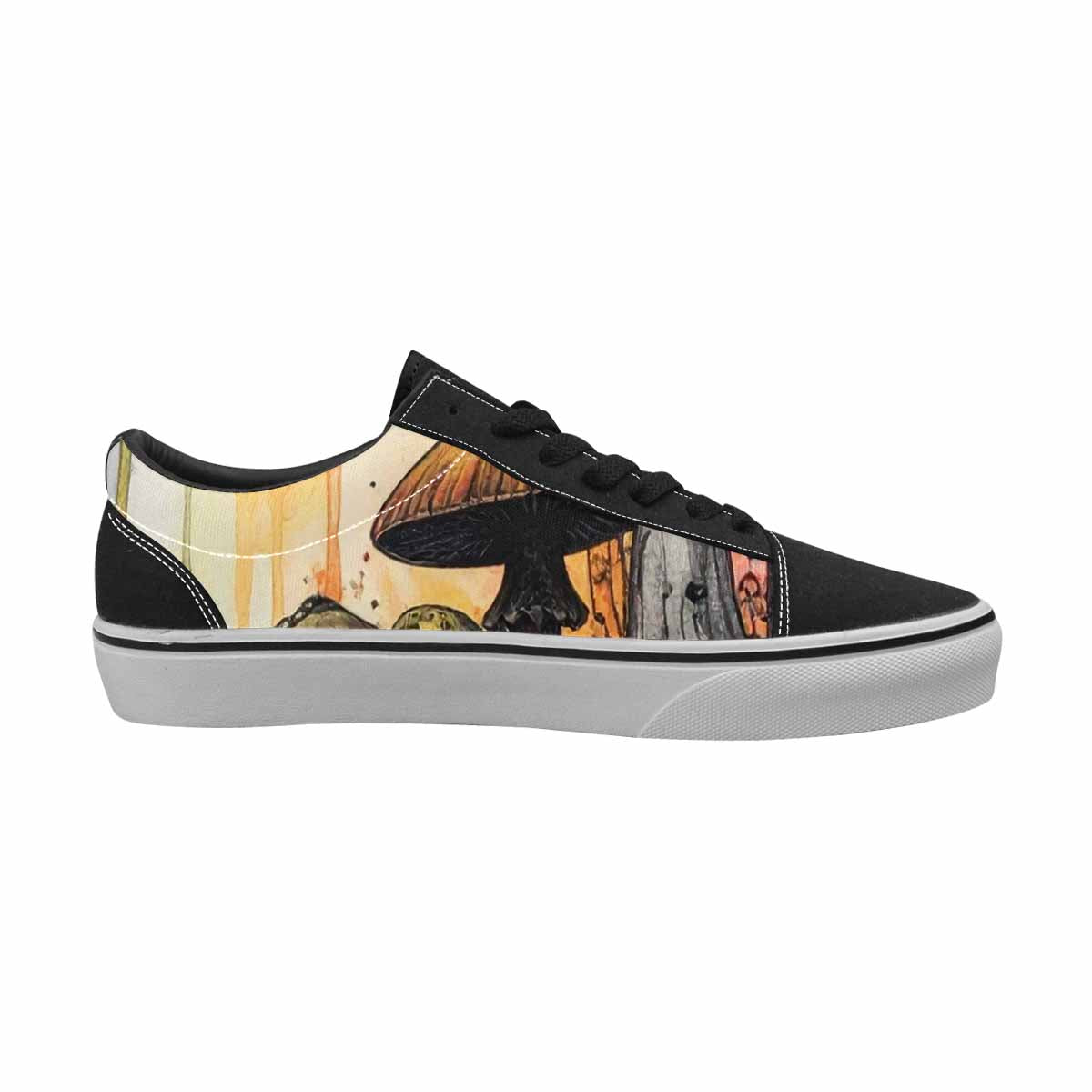 WOMEN'S Rainbow Drip Mushrooms Lace-Up Canvas Surreal Custom Shoes