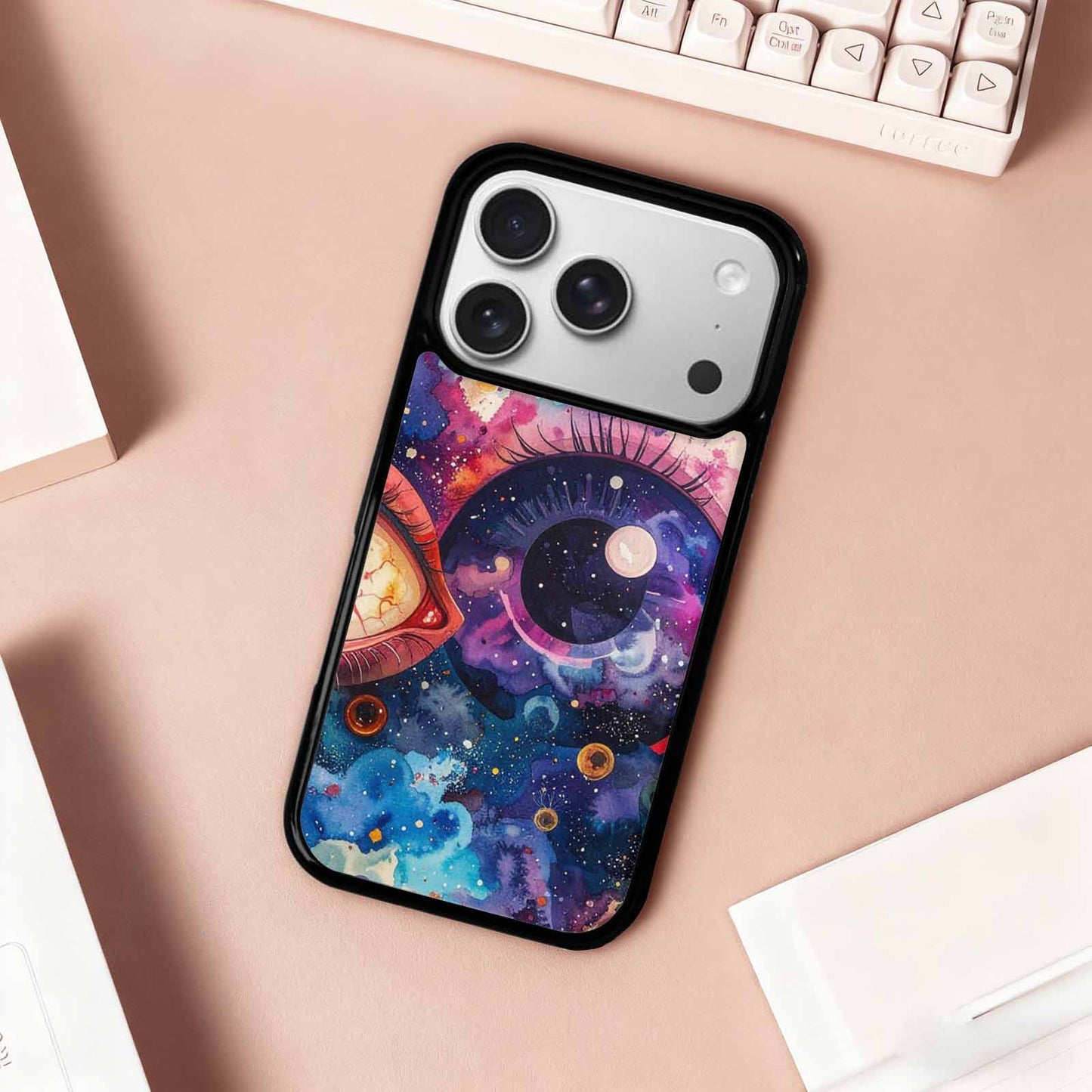 iPhone 17 Pro Case — Cartoon Eyeballs Galaxy Space, Custom Designed Case Cover