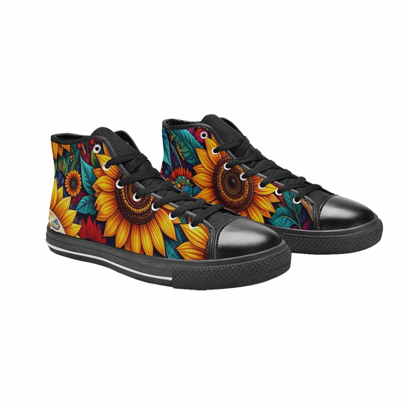 MEN'S Sunflower Skulls Print High Top Canvas Vivid Sneakers