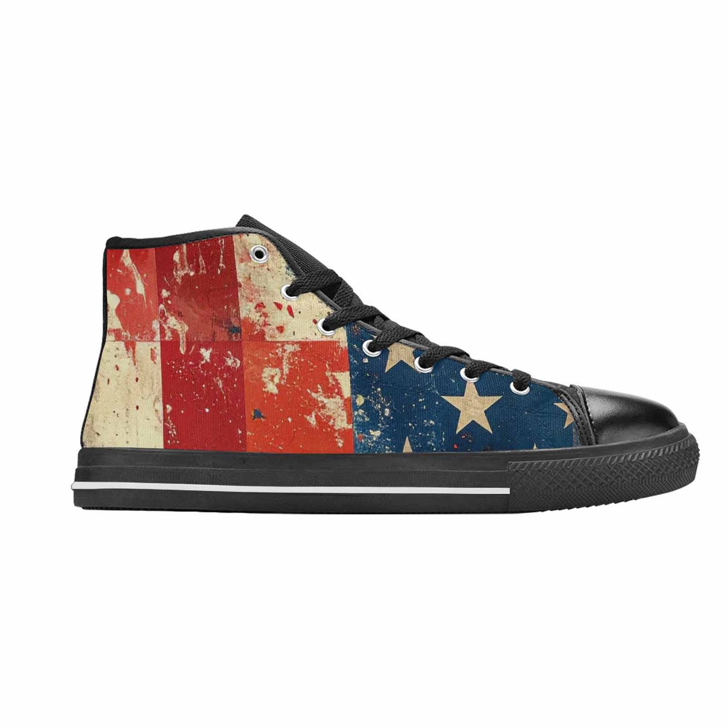 MEN'S American Flag Stars High Top Canvas Dark Academia Custom Shoes