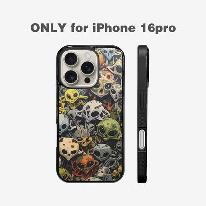 iPhone 16 Pro Case — Aliens Camo Aliens Pattern Hundreds Of, Custom Designed Case Cover