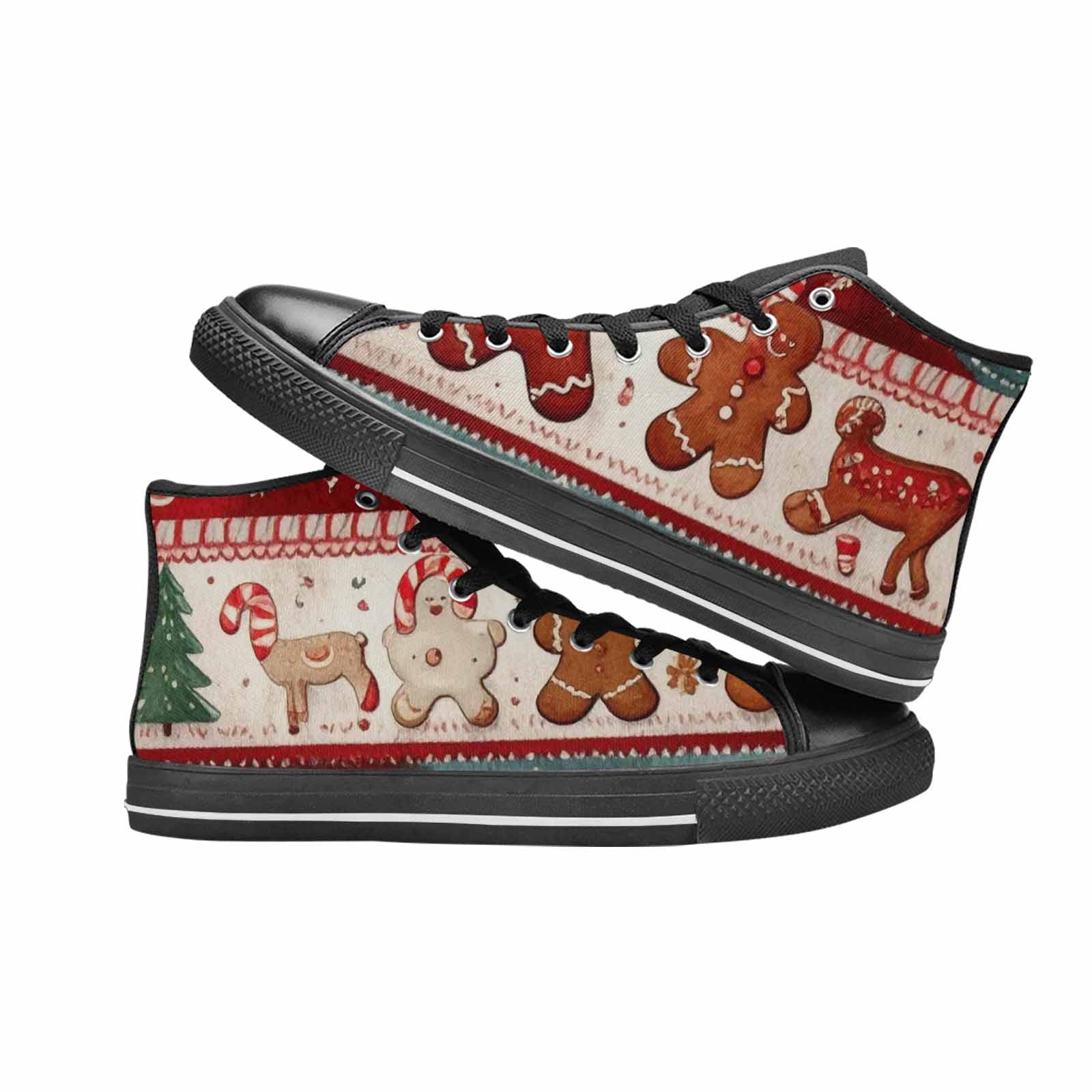 WOMEN'S Christmas Holly Snowflake High Top Canvas Surreal Sneakers