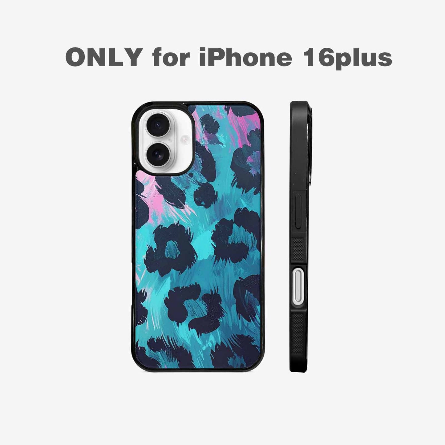 iPhone 16 Plus Case — Leopard Neon Pink Teal Airbrush, Custom Made Phone Cover