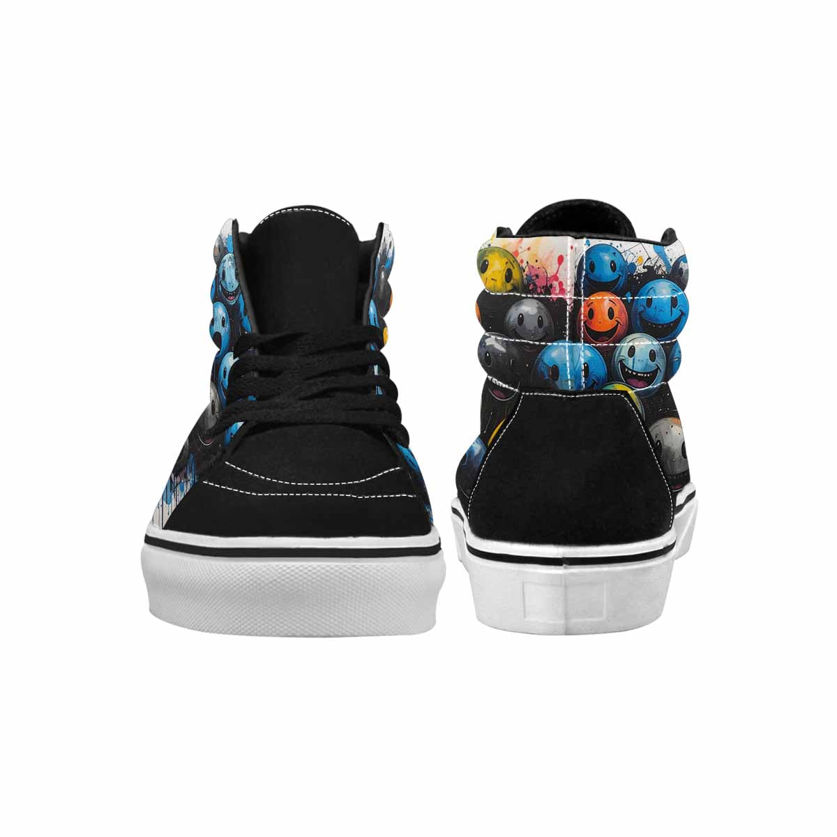 MEN'S Melting Moon Smiley High Top Canvas Melting Art Custom Sneakers